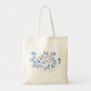 Tote Bag encre et aquarelle bleu myosotis 2023