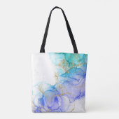 Tote Bag Encre et nom d'alcool turquoise et or (Dos)