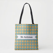 Tote Bag End of Year Teacher Gift Retro Flowers Name (Devant)