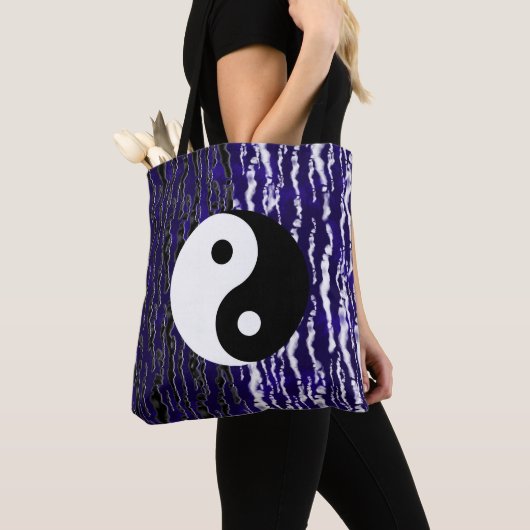 Tote Bag Énergie Zen de Tranquilité Bleue Yin Yang (De près)