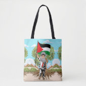 Tote Bag Enfant avec Keffiyeh Palestine Drapeau et olivier (Devant)