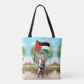 Tote Bag Enfant avec Keffiyeh Palestine Drapeau et olivier (Dos)