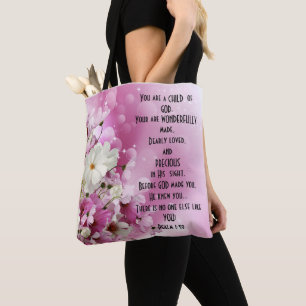 Tote Bag Enfant de Dieu floral selon les Écritures