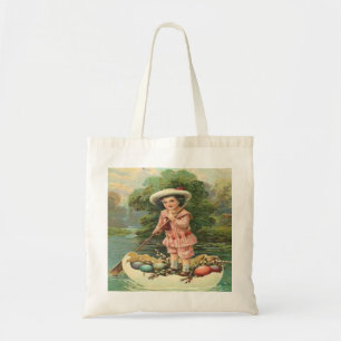 Tote Bag Enfant de Pâques vintage en bateau à oeufs