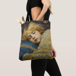 Tote Bag Enfant dormant rêvé dans une courtepointe fleurie