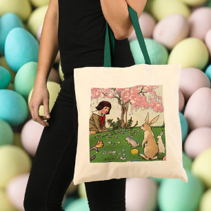 Tote Bag Enfant Vintage à la chasse aux œufs de Pâques avec