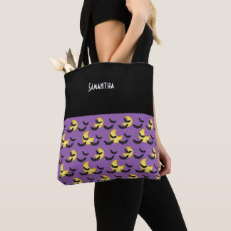 Tote Bag Enfants Chauve-souris d'Halloween Voler Crescent L