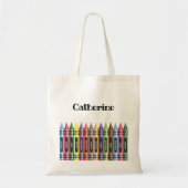 Tote Bag Enfants Crayon Rose Vert Pensées positives École (Devant)