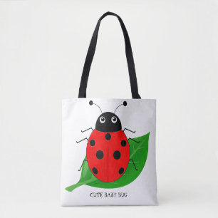 Tote Bag Enfants Cute aquarelle ladybug sur la feuille vert