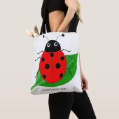 Tote Bag Enfants Cute aquarelle ladybug sur la feuille vert (De près)