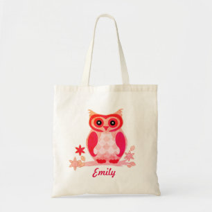 Tote Bag Enfants personnalisés de Chouette rose