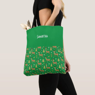 Tote Bag Enfants Reindeer de Noël Jouer Nom