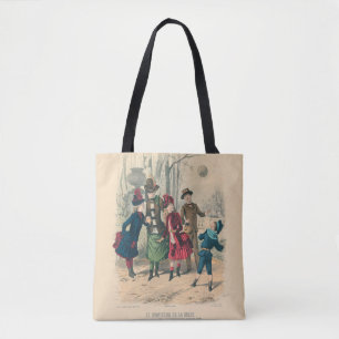 Tote Bag Enfants victoriens antiques jouant au ballon Hiver