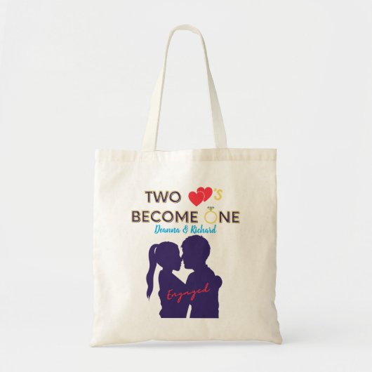 Tote Bag Engagé Deux Coeurs Deviennent Un (Devant)