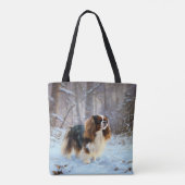 Tote Bag English Toy Spaniel Laisser Neige Noël (Dos)