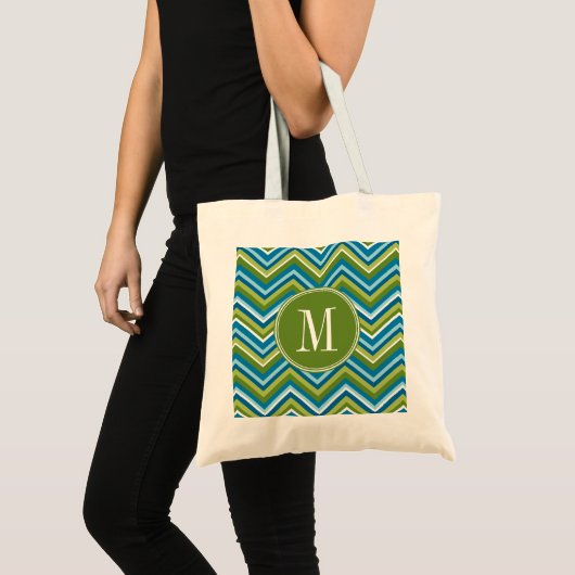 Tote Bag Énorme Motif Chevron brillant avec Monogramme pers (Devant (produit))