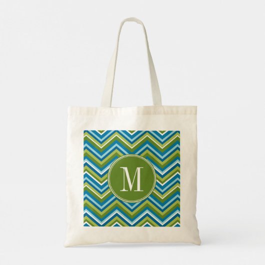 Tote Bag Énorme Motif Chevron brillant avec Monogramme pers (Dos)