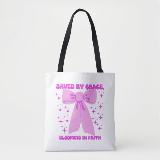 Tote Bag Enregistrer par la grâce Affirmation basée sur la (Devant)