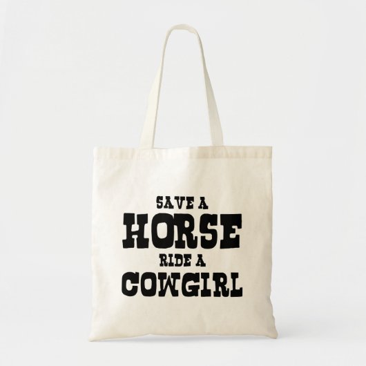 TOTE BAG ENREGISTRER UN CHEVAL UNE COWGIRL (Devant)
