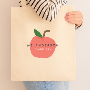 Tote Bag Enseignant Apple Merci de nom moderne