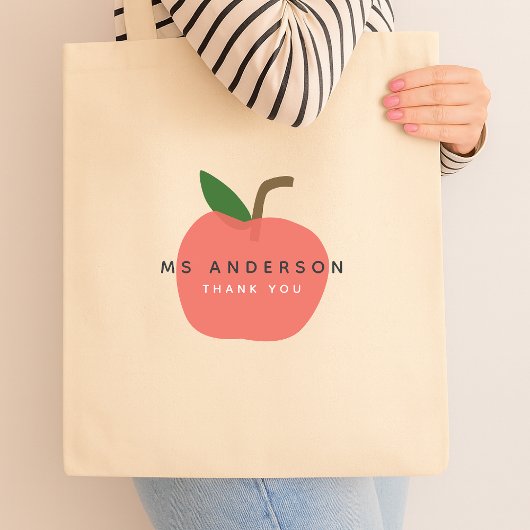 Tote Bag Enseignant Apple | Merci de nom moderne
