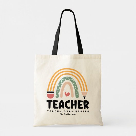 Tote Bag Enseignant Apprendre Amour Inspirer Rainbow Person (Dos)