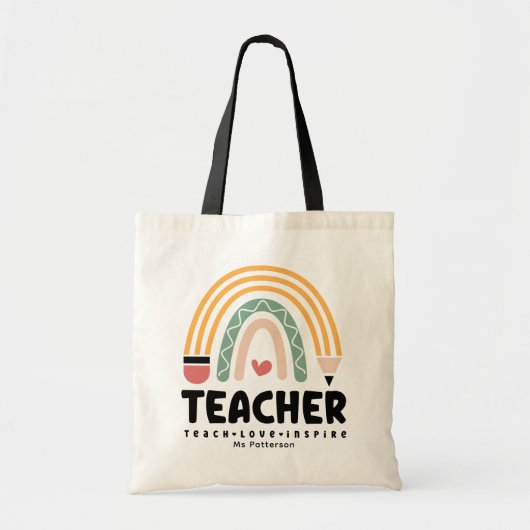 Tote Bag Enseignant Apprendre Amour Inspirer Rainbow Person (Devant)