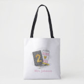 Tote Bag Enseignant de deuxième année Black Preppy Carnet c (Devant)
