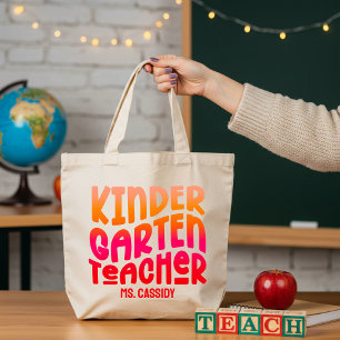 Tote Bag Enseignant de Maternelle Dégradé Rouge Orange