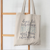 Tote Bag Enseignant, École à domicile, Citation de typograp