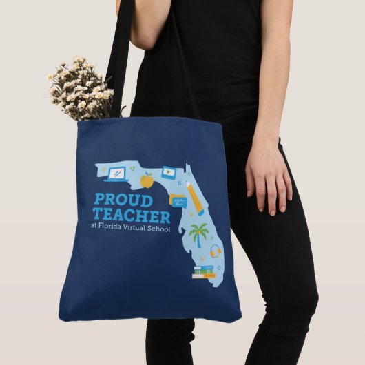 Tote Bag Enseignant FLVS fier, bleu marine (De près)