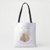 Tote Bag Enseignant Merci - Aquarelle Livres & Fleurs - (Devant)