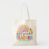 Tote Bag Enseignant moderne de 1ère année en arc-en-ciel pe (Devant)