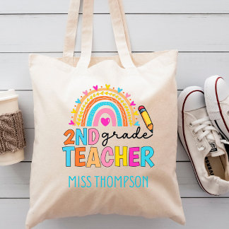Tote Bag Enseignant moderne de 2e année en arc-en-ciel pers