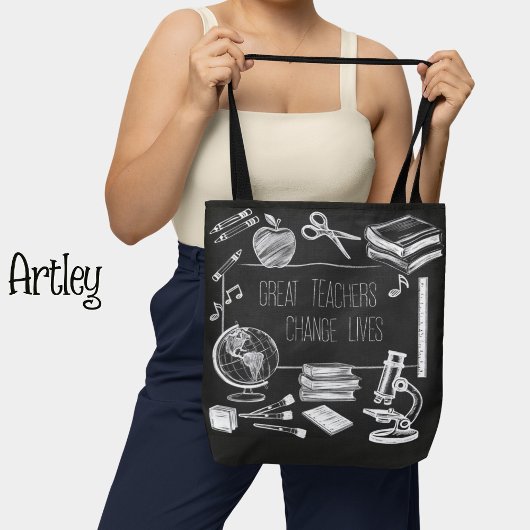 Tote Bag Enseignant noir inspirant de l'école élémentaire