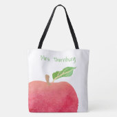 Tote Bag Enseignant Personnalisé Rouge Aquarelle Pomme Ense (Dos)