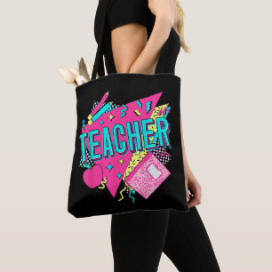 Tote Bag Enseignant Rétro Coloré Années 90 Retour à l'École