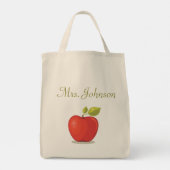 Tote Bag Enseignant Spécial Apple Nom École Rouge (Dos)