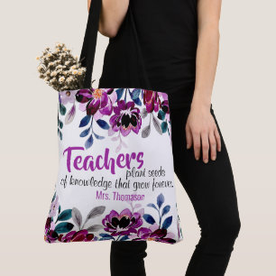 Tote Bag Enseignants Plantes semences de connaissances Nom