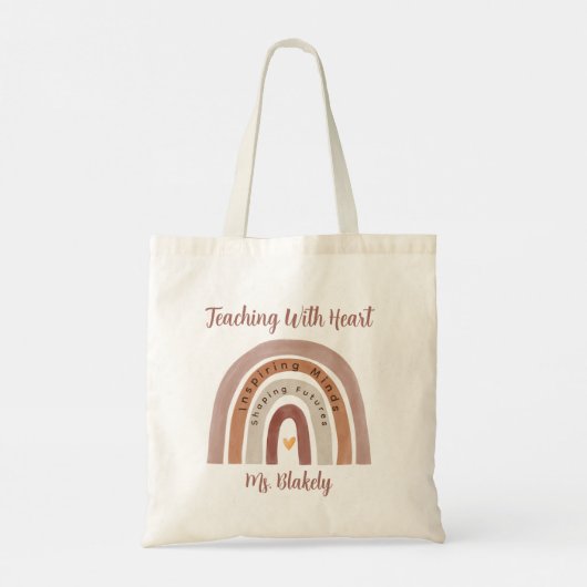 Tote Bag Enseigner Avec Coeur Arc-En-Ciel Appréciation de l (Dos)
