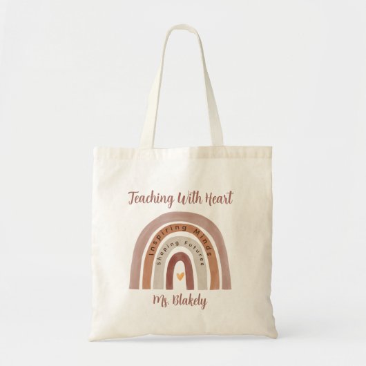 Tote Bag Enseigner Avec Coeur Arc-En-Ciel Appréciation de l (Devant)