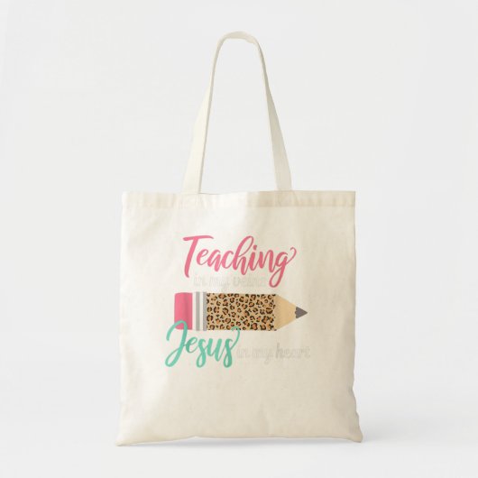 Tote Bag Enseigner Dans Mes Veines Jésus Dans Mon Coeur Chr (Devant)