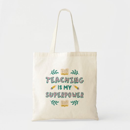 Tote Bag Enseigner est mon cadeau Superpower Superhero Ense (Devant)