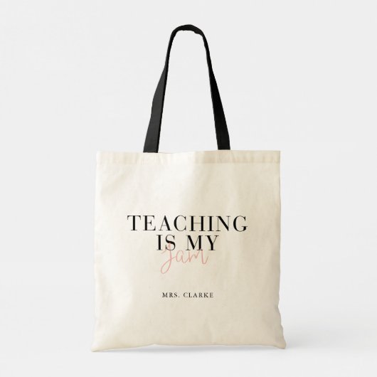 Tote Bag Enseigner est mon Jam Moderne Design Enseignant Ca (Dos)
