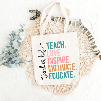 Tote Bag Enseigner l'amour Inspirer Motivation Enseignants