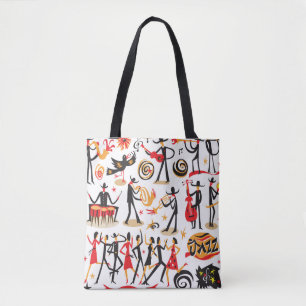 Tote Bag Ensemble d'icônes de jazz : Arrière - plan blanc i