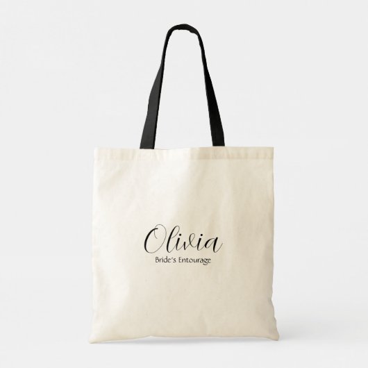 Tote Bag Entourage de la mariée, Nom personnalisé, Script, (Dos)
