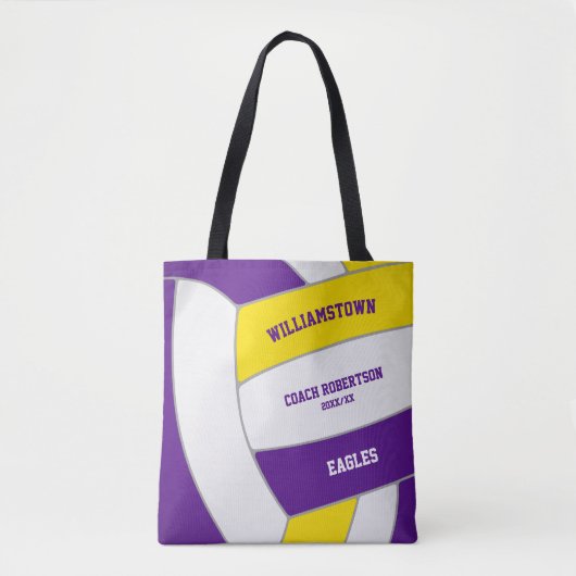 Tote Bag entraîneur de volley-ball de l'équipe d'or violet (Devant)