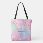 Tote Bag Entreprise de nom holographique rose pâle (Dos)