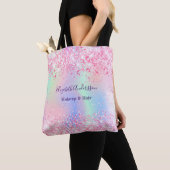 Tote Bag Entreprise de nom holographique rose pâle (De près)